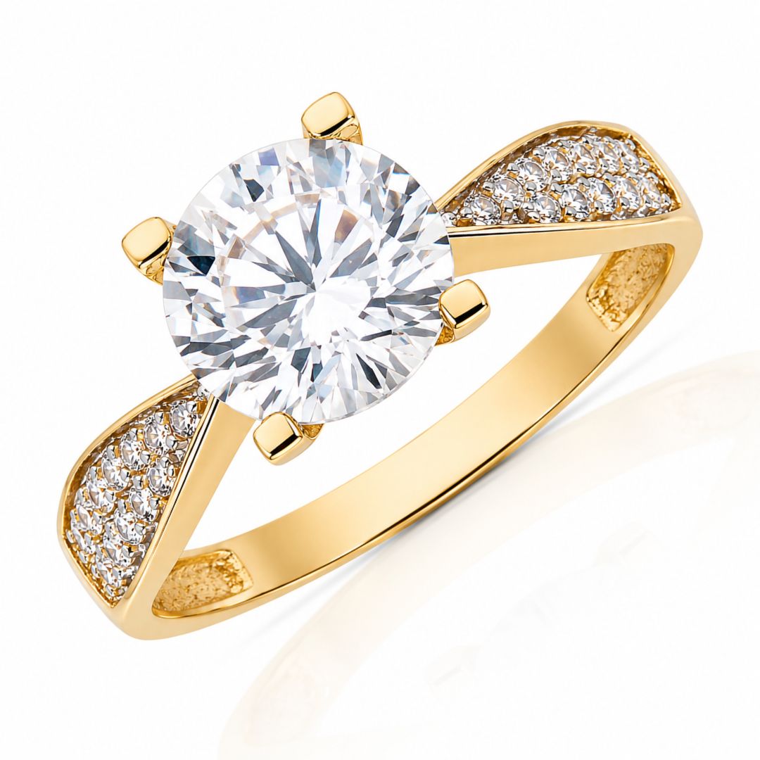 Anillo de Oro 18K con Circonita Central de 7,5 mm