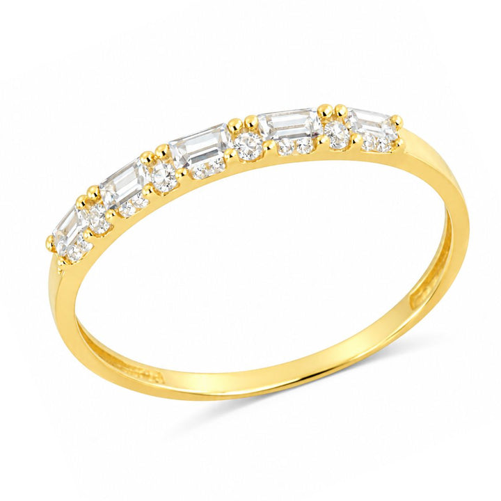 Anillo de Oro 18K con Circonitas Baguette y Redondas
