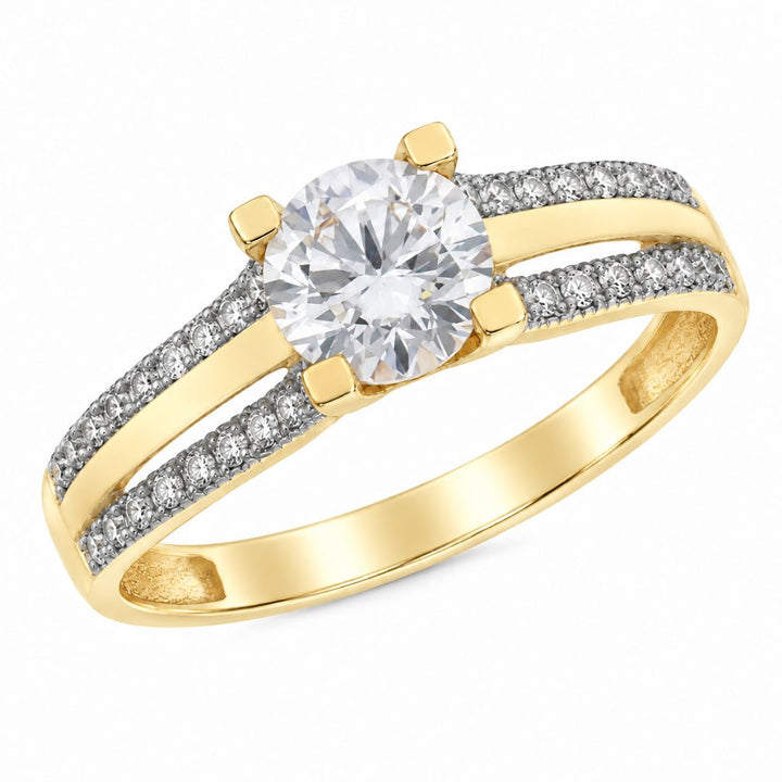 Anillo de Oro 18K con Circonitas, Destellos de Amor