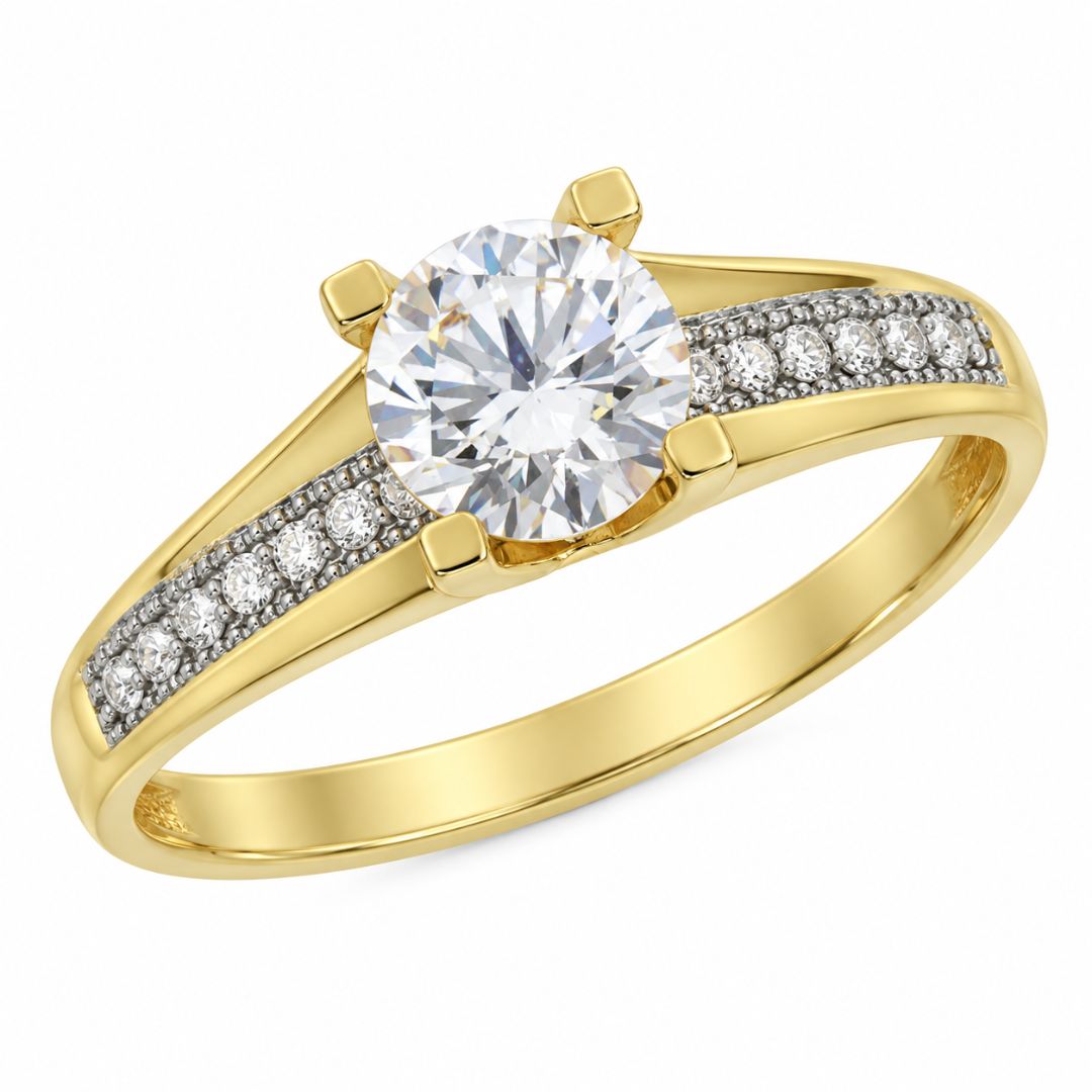 Anillo de Oro 18K con Circonitas, La Luz de una Promesa