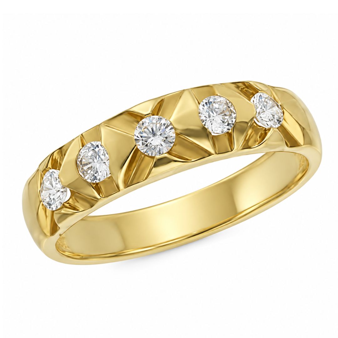 Anillo de Oro 18K con Circonitas, Reflejos de Luz