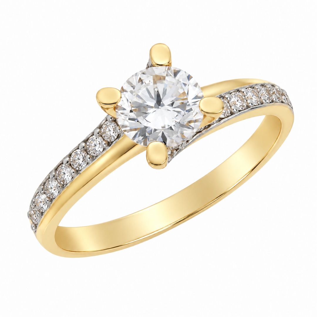 Anillo de Oro 18K con Circonitas, Un Encuentro de Luz