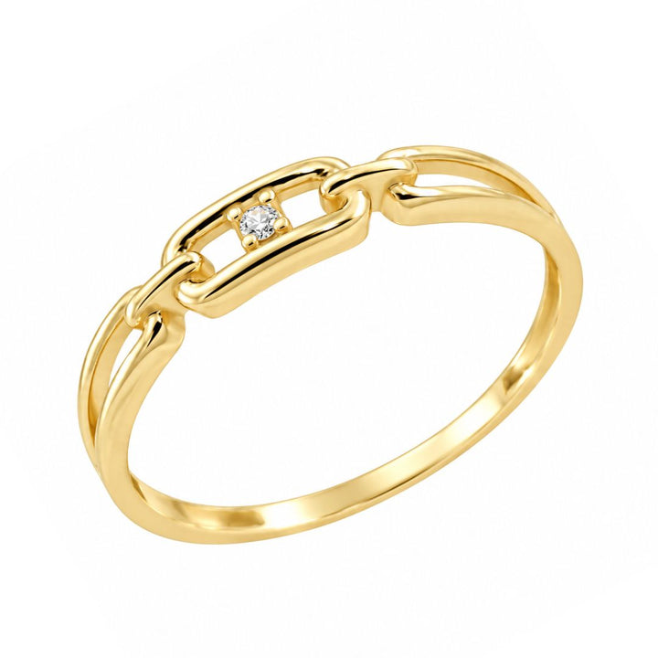 Anillo de Oro 18K con Eslabón y Circonita