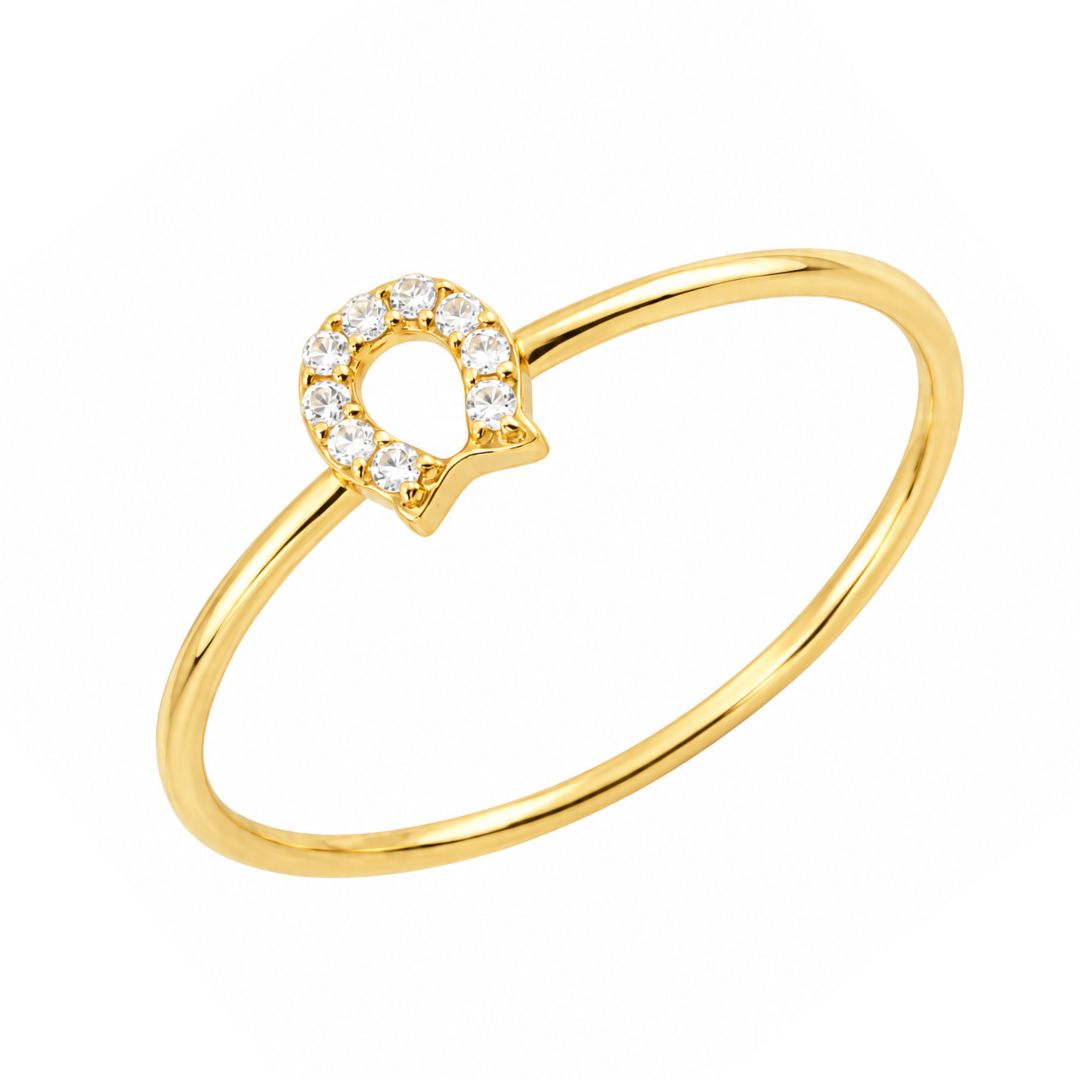Anillo de Oro 18K con Herradura y Circonitas
