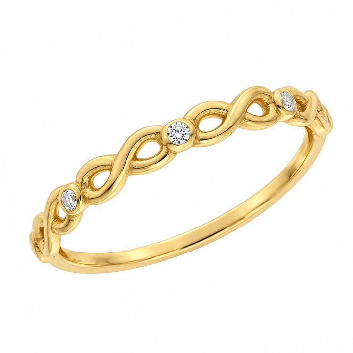 Anillo de Oro 18K con Infinitos y Piedras Blancas