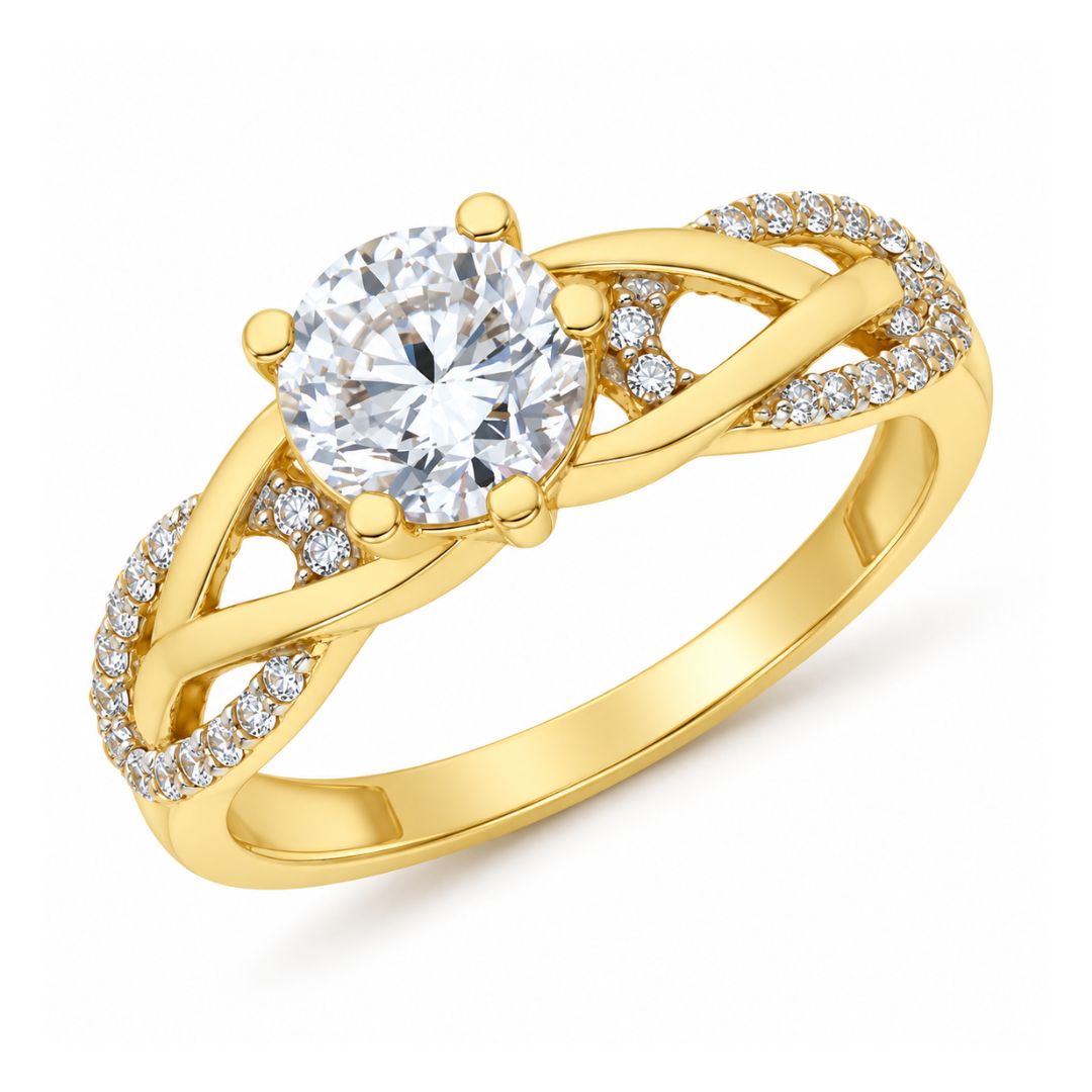 Anillo de Oro 18k con Circonitas, Elegancia para Cada Día