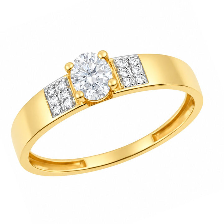 Anillo de Oro 9K Bicolor con Circonita Ovalada