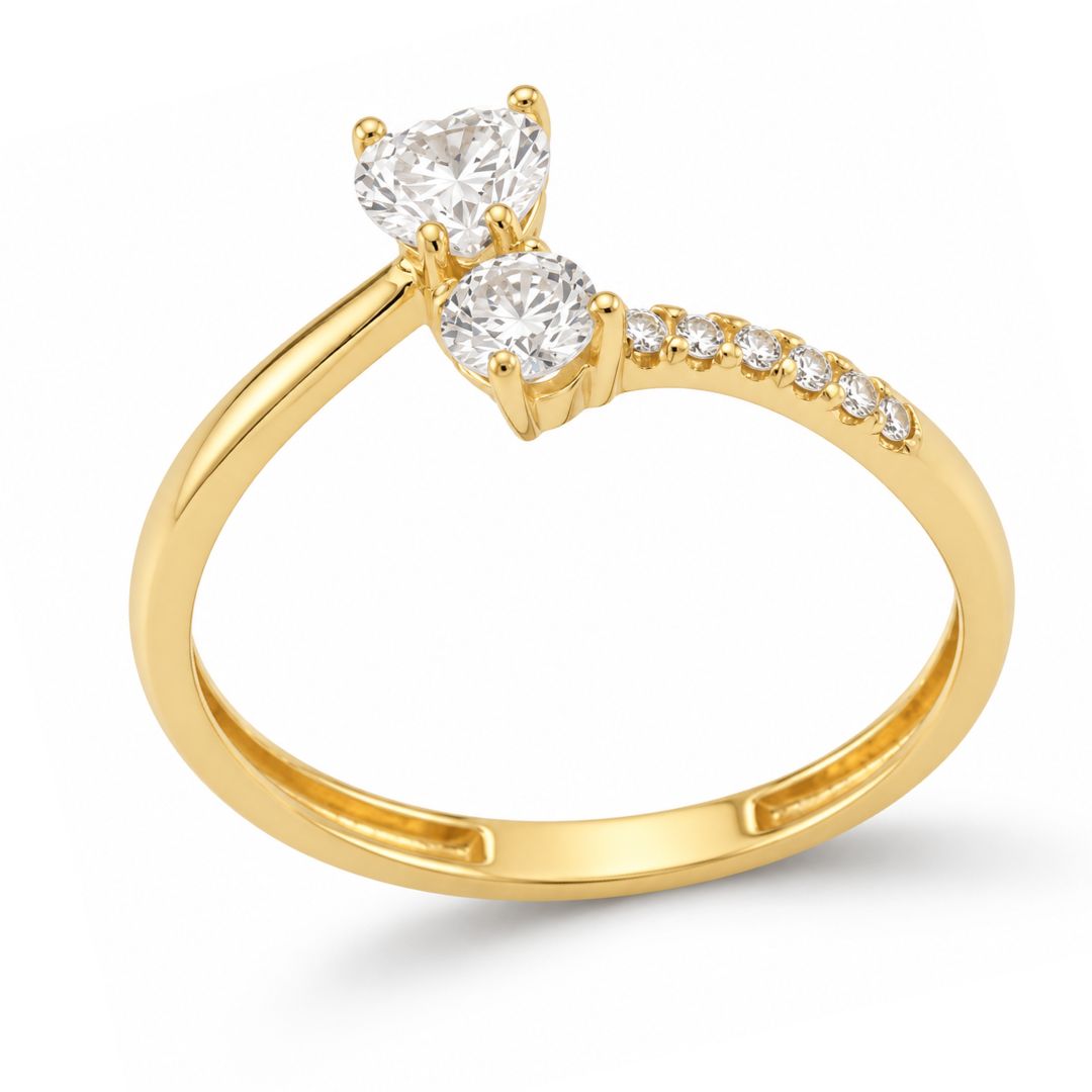 Anillo de Oro 9K Corazón Radiante con Circonitas