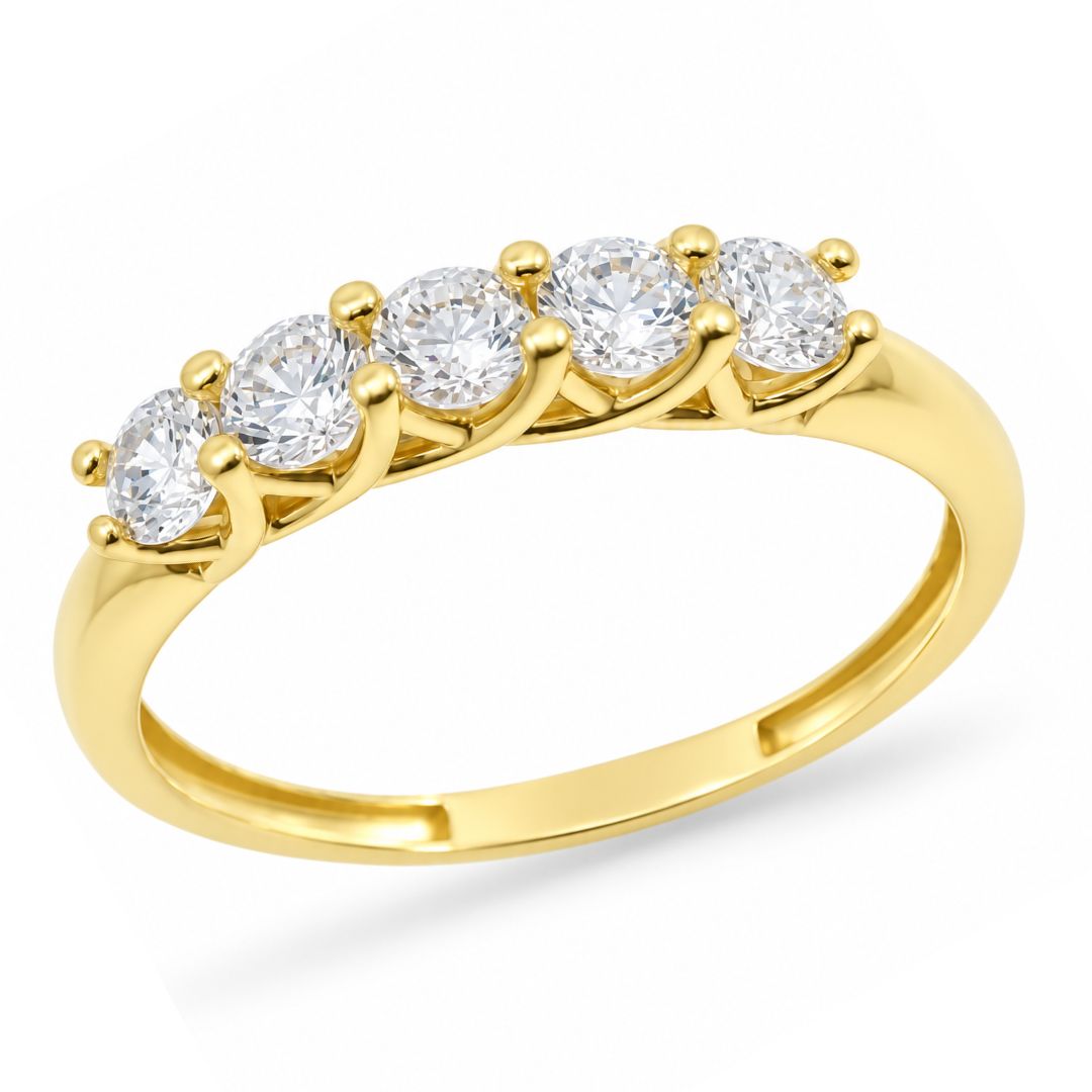 Anillo de Oro 9K con Cinco Circonitas