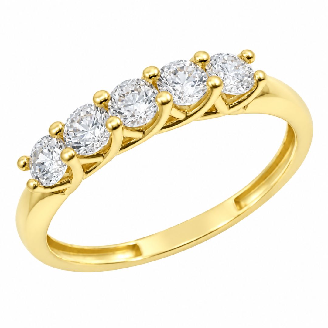 Anillo de Oro 9K con Cinco Circonitas