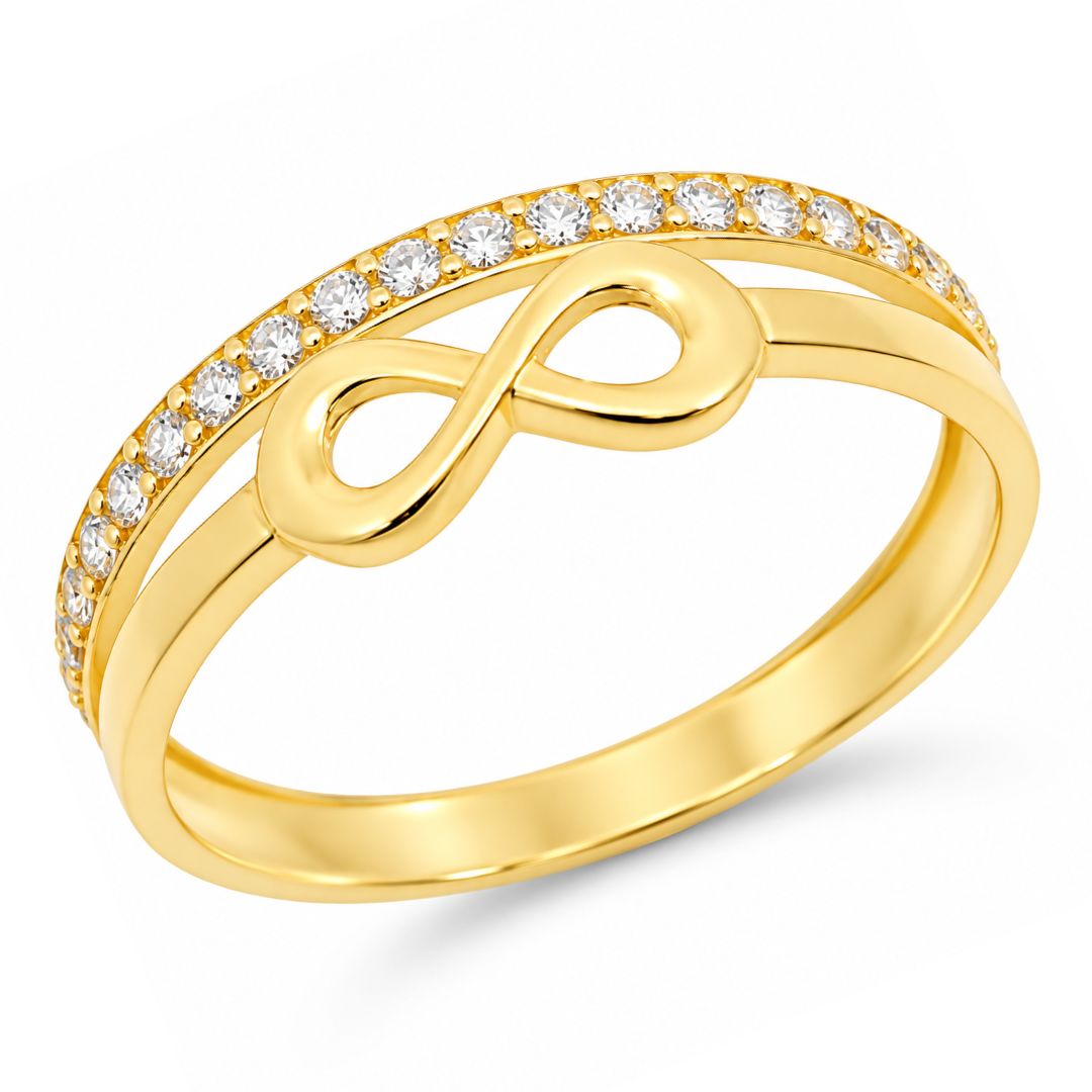 Anillo de Oro 9K con Infinito y Circonitas