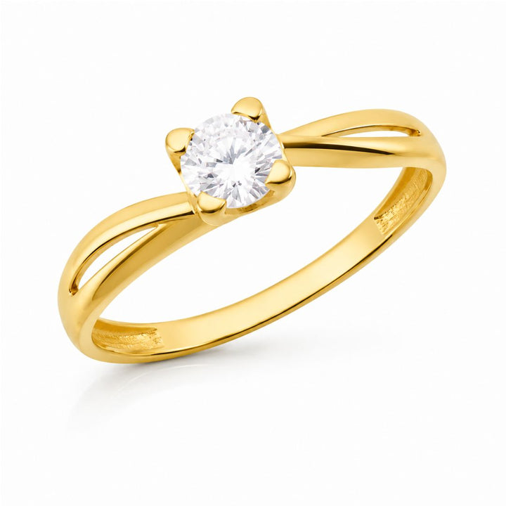 Sortija de oro 18k con circonita blanca para mujer