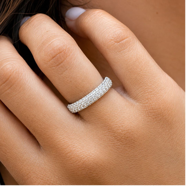 Anillo de Plata de Ley 925 con Circonitas – Diseño Elegante Talla 14