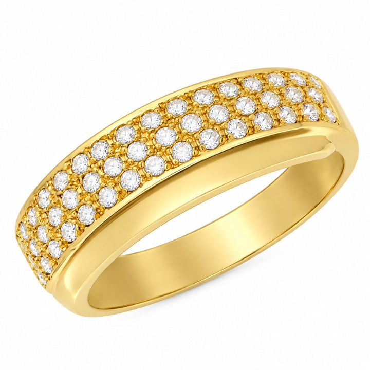Anillo de oro dorado 18k con varias circonitas blancas