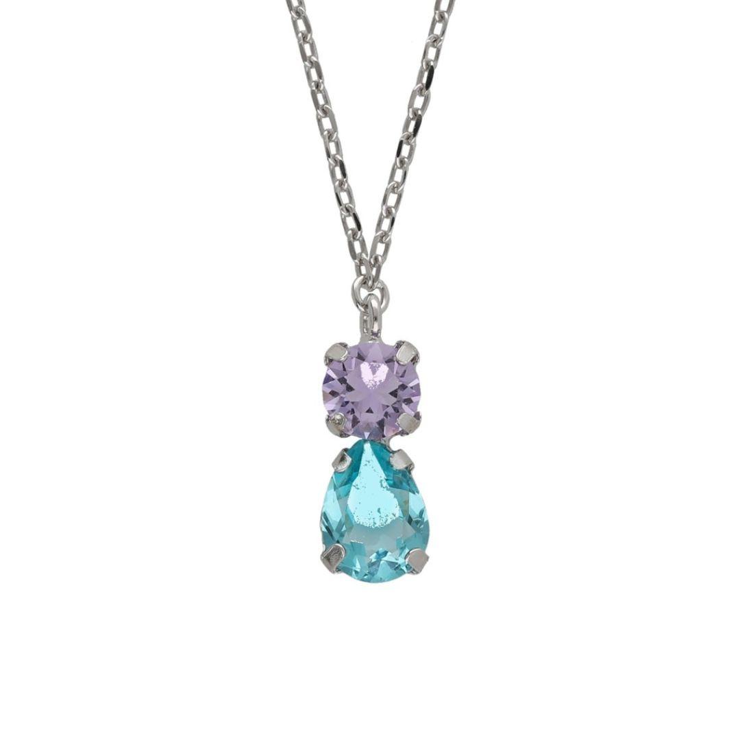 Collar corto piedra de cristal azul en plata de ley bañada en rodio  · Victoria Cruz