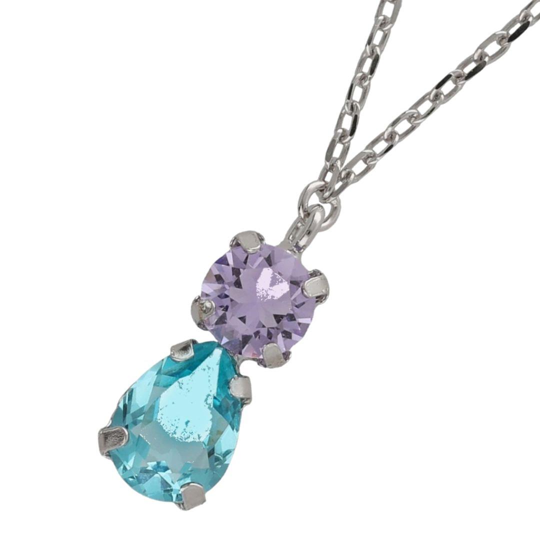 Collar corto piedra de cristal azul en plata de ley bañada en rodio  · Victoria Cruz