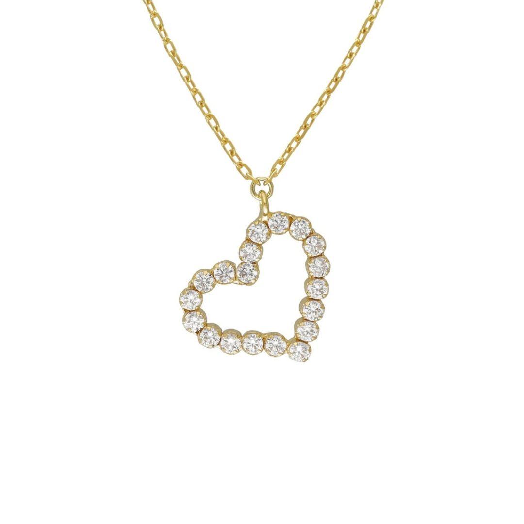 Collar El Gesto Corazón Rivière en Plata de Ley Baño Oro 18K