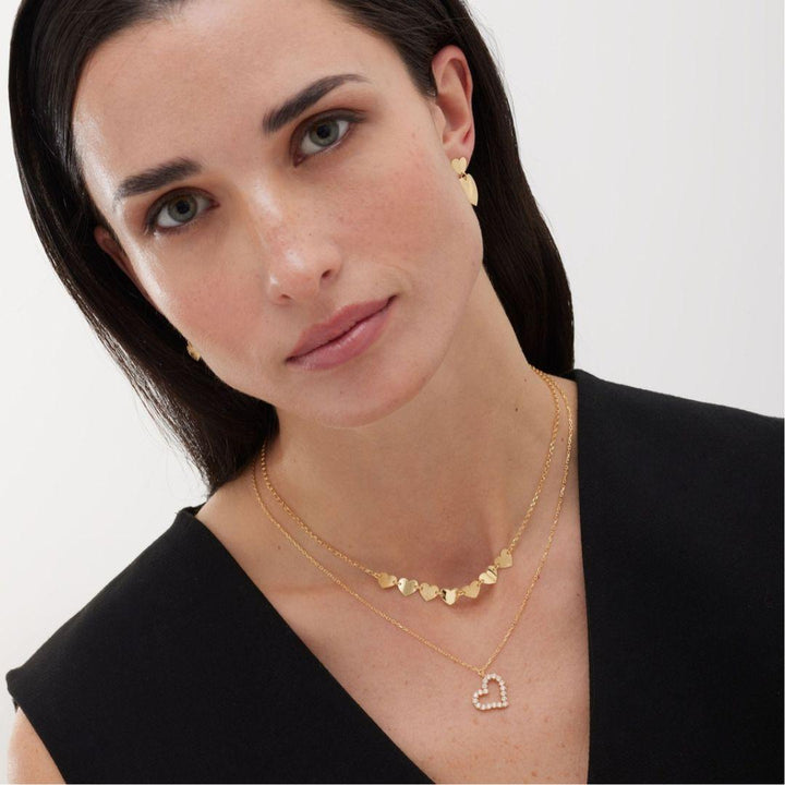 Collar El Gesto Corazón Rivière en Plata de Ley Baño Oro 18K