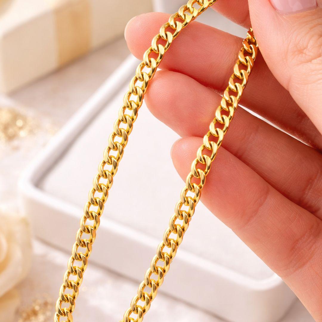 Cadena Barbada Oro 18K – Estilo, Fuerza y Elegancia Masculina