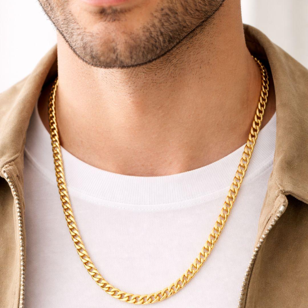 Cadena Barbada Oro 18K – Estilo, Fuerza y Elegancia Masculina