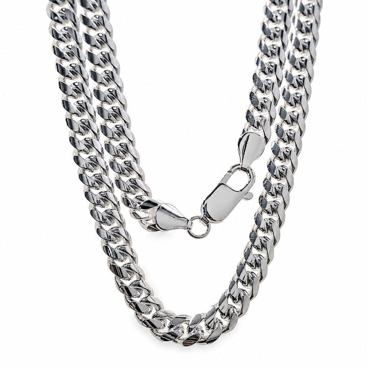 Cadena Barbada Cubana de Plata de Ley 925 Maciza 7 mm x 60 cm