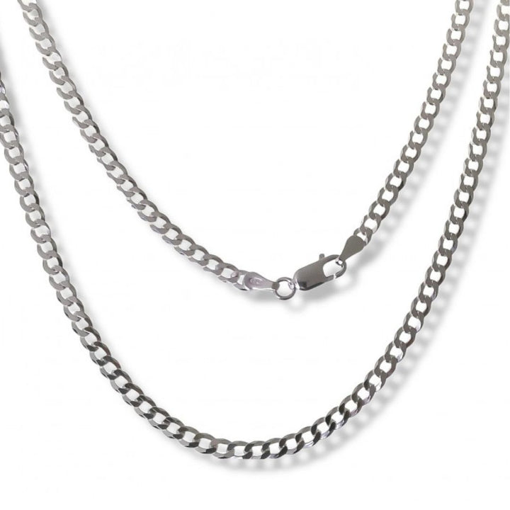 Cadena Barbada de Plata de Ley 925 Maciza 3 mm x 60 cm