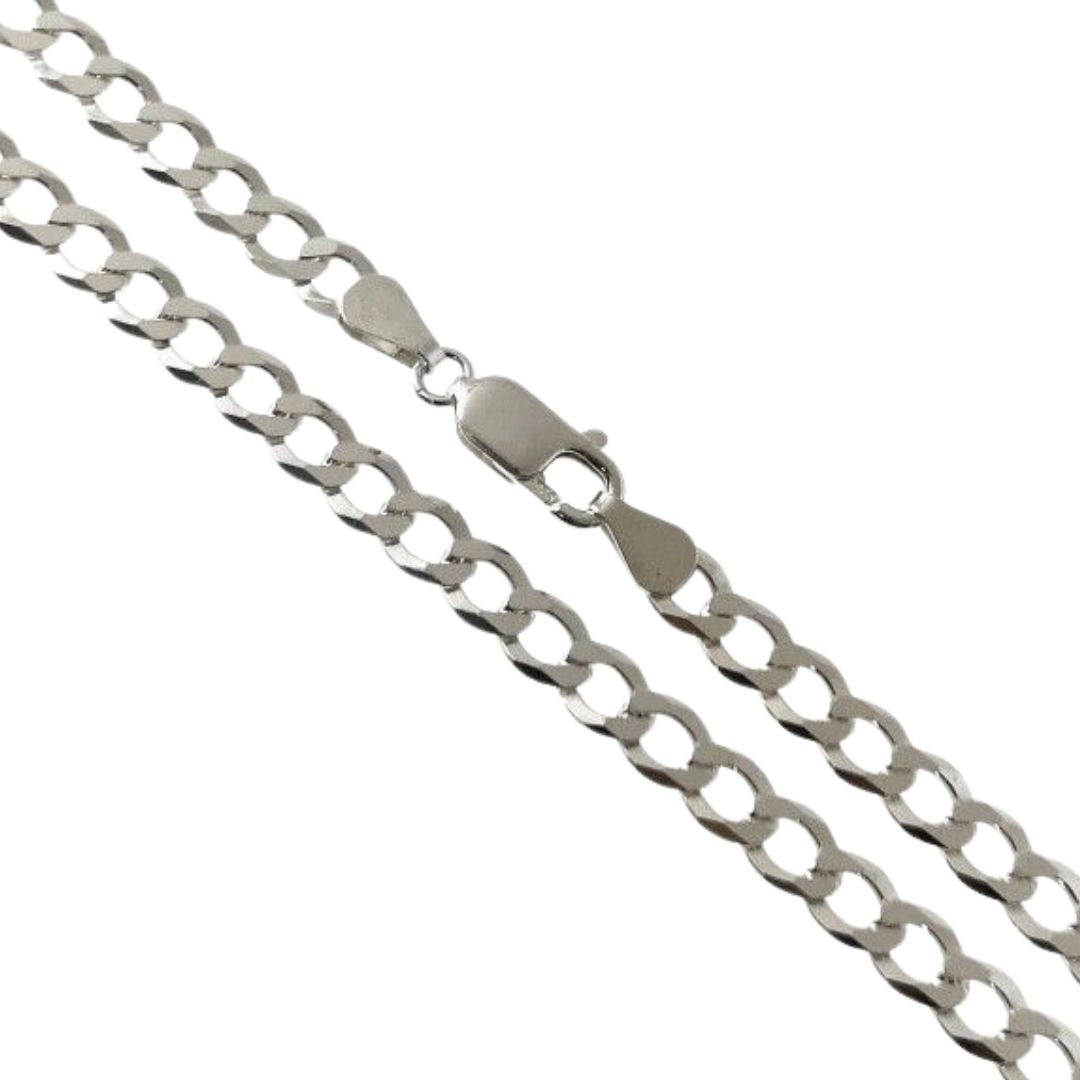 Cadena Barbada de Plata de Ley 925 Maciza 5,5 mm x 60 cm