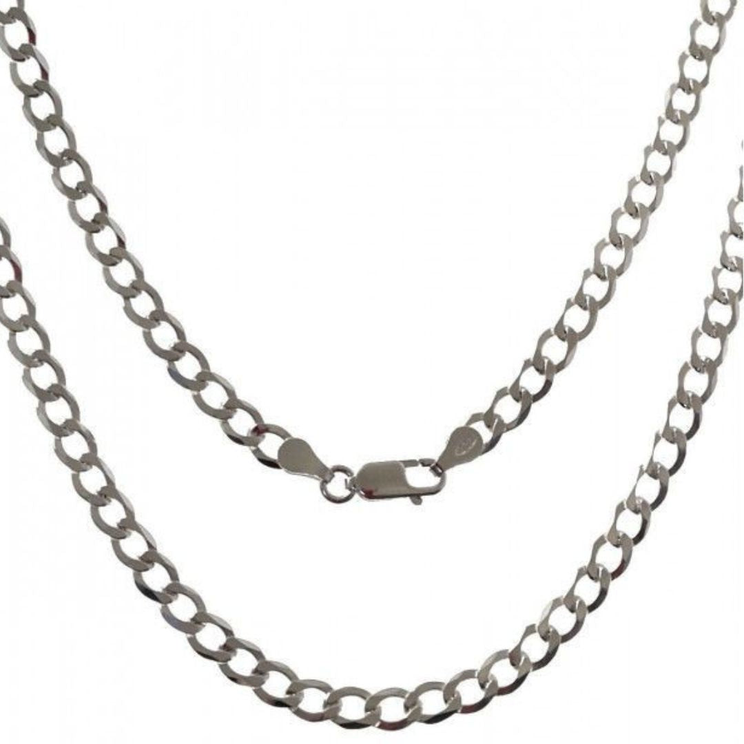 Cadena Barbada de Plata de Ley 925 Maciza 5,5 mm x 60 cm