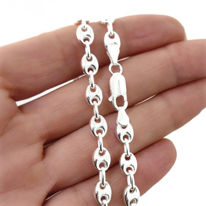 Cadena Calabrote de Plata de Ley 925 Maciza 8 x 6 mm x 60 cm