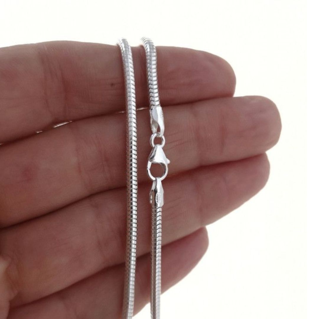 Cadena Cola de Topo Verdadera de Plata de Ley 925 Artesanal 2,4 mm x 60 cm