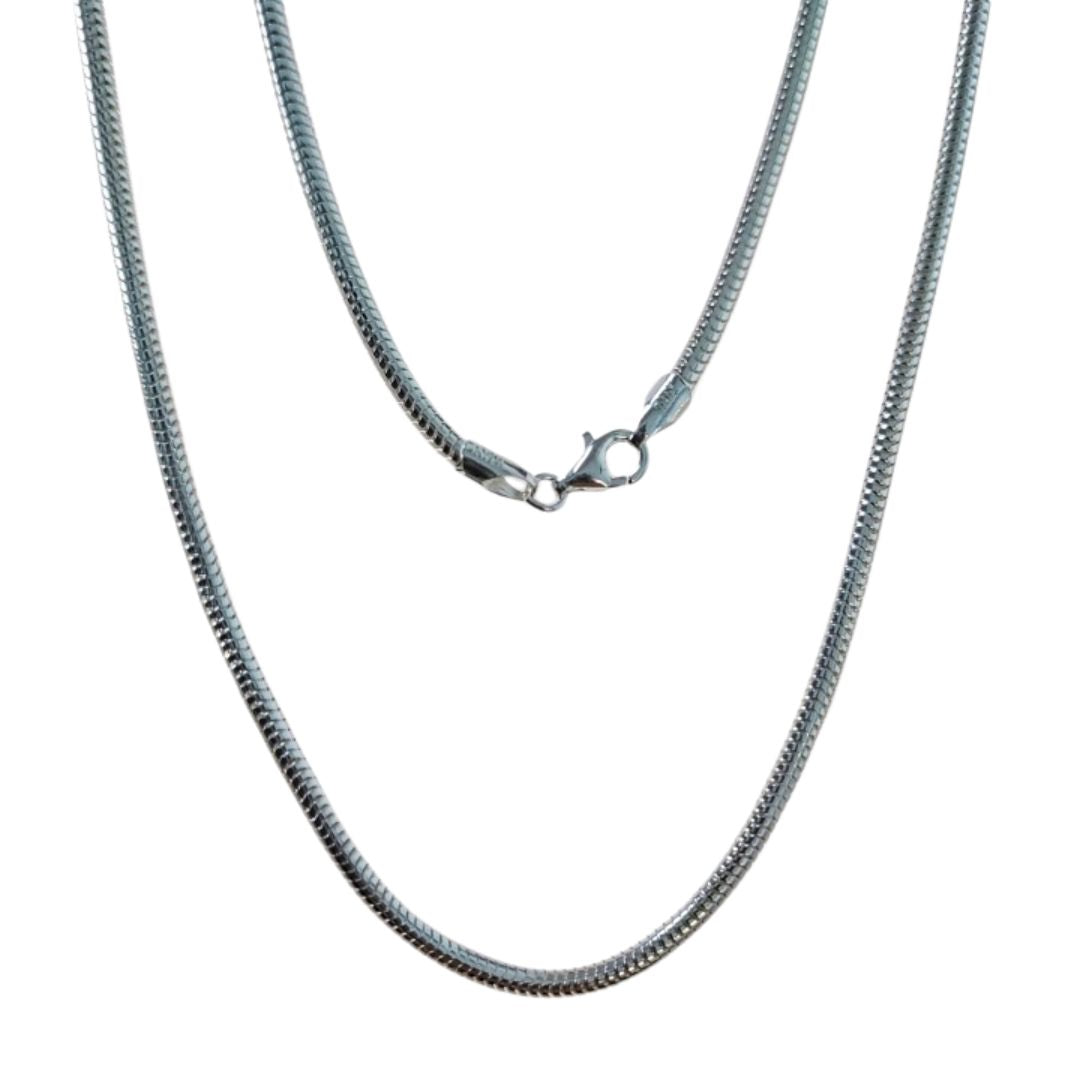 Cadena Cola de Topo Verdadera de Plata de Ley 925 Artesanal 2,4 mm x 60 cm