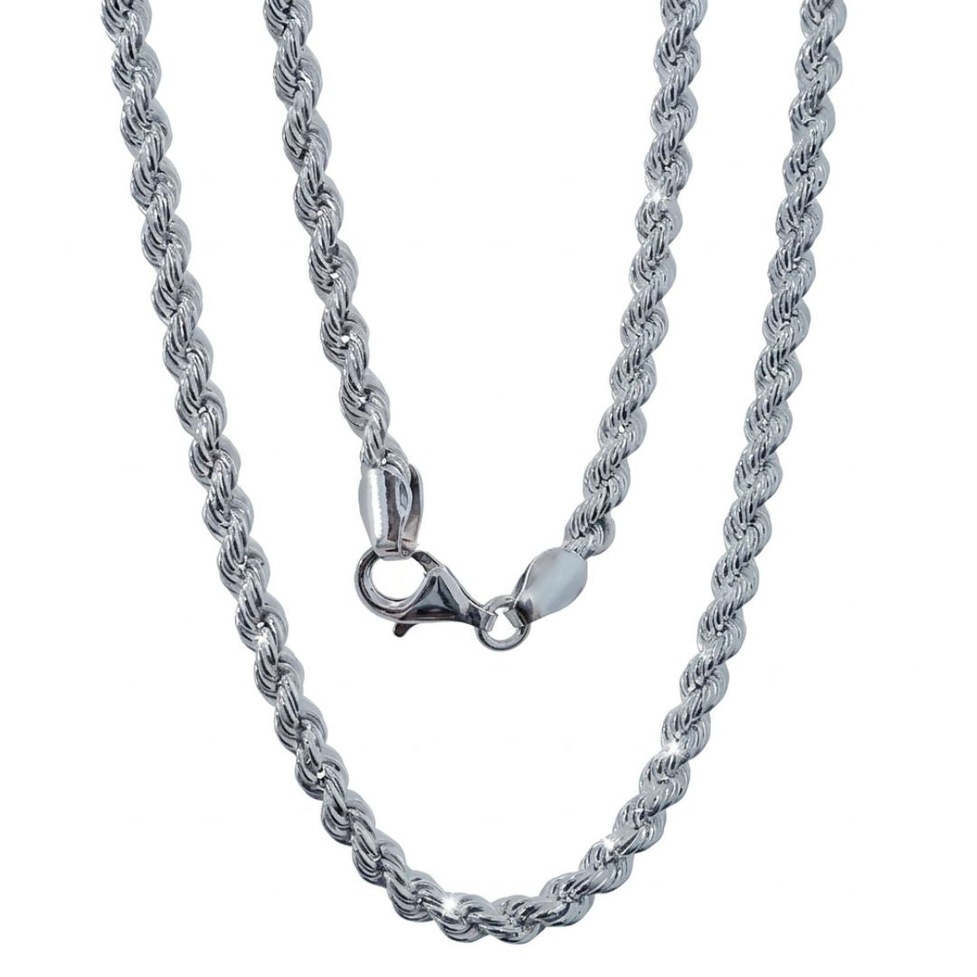 Cadena Cordón Salomónico de Plata de Ley 925 Maciza 50 o 60 cm