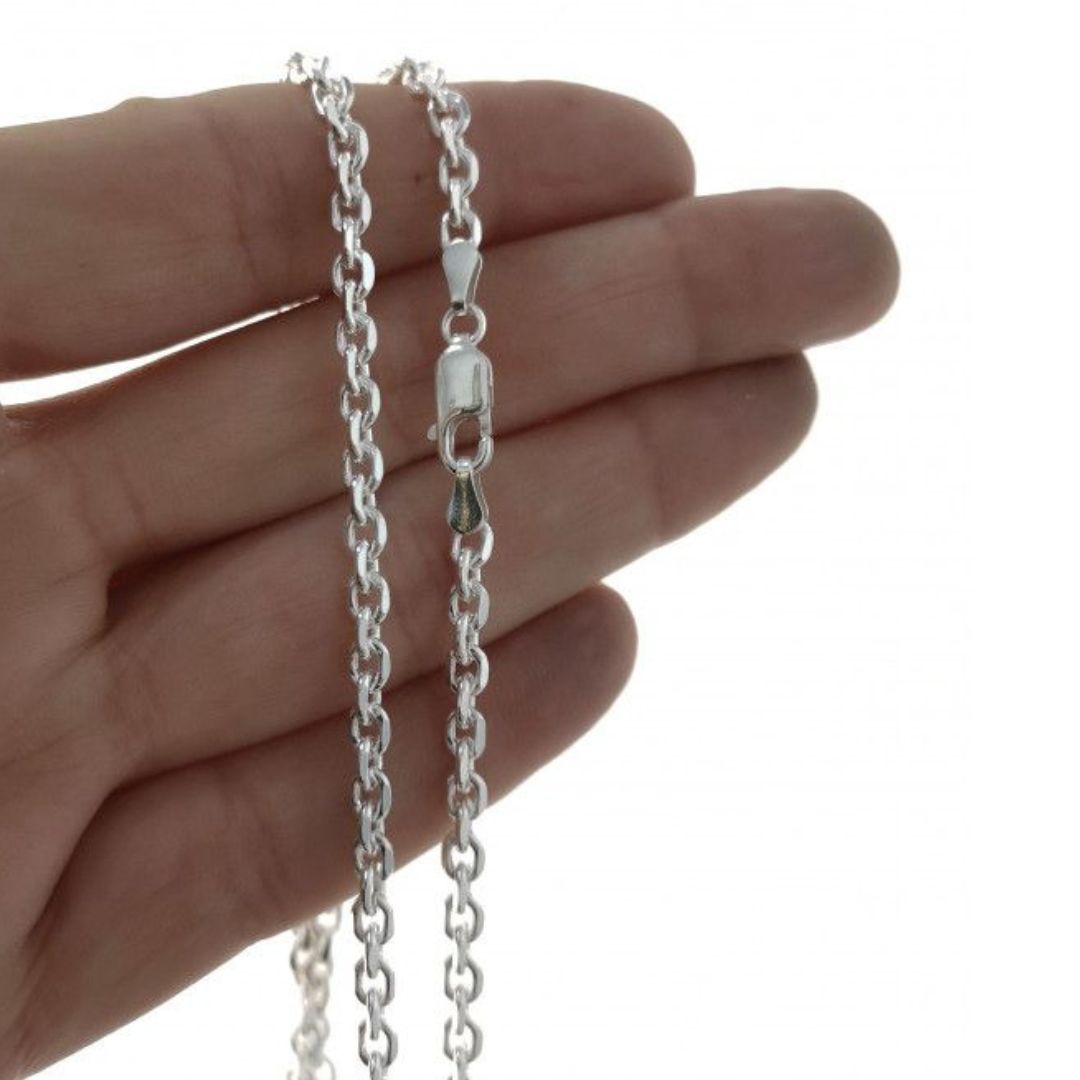 Cadena Forzada de Plata de Ley 925 Maciza 3,5 mm x 60 cm