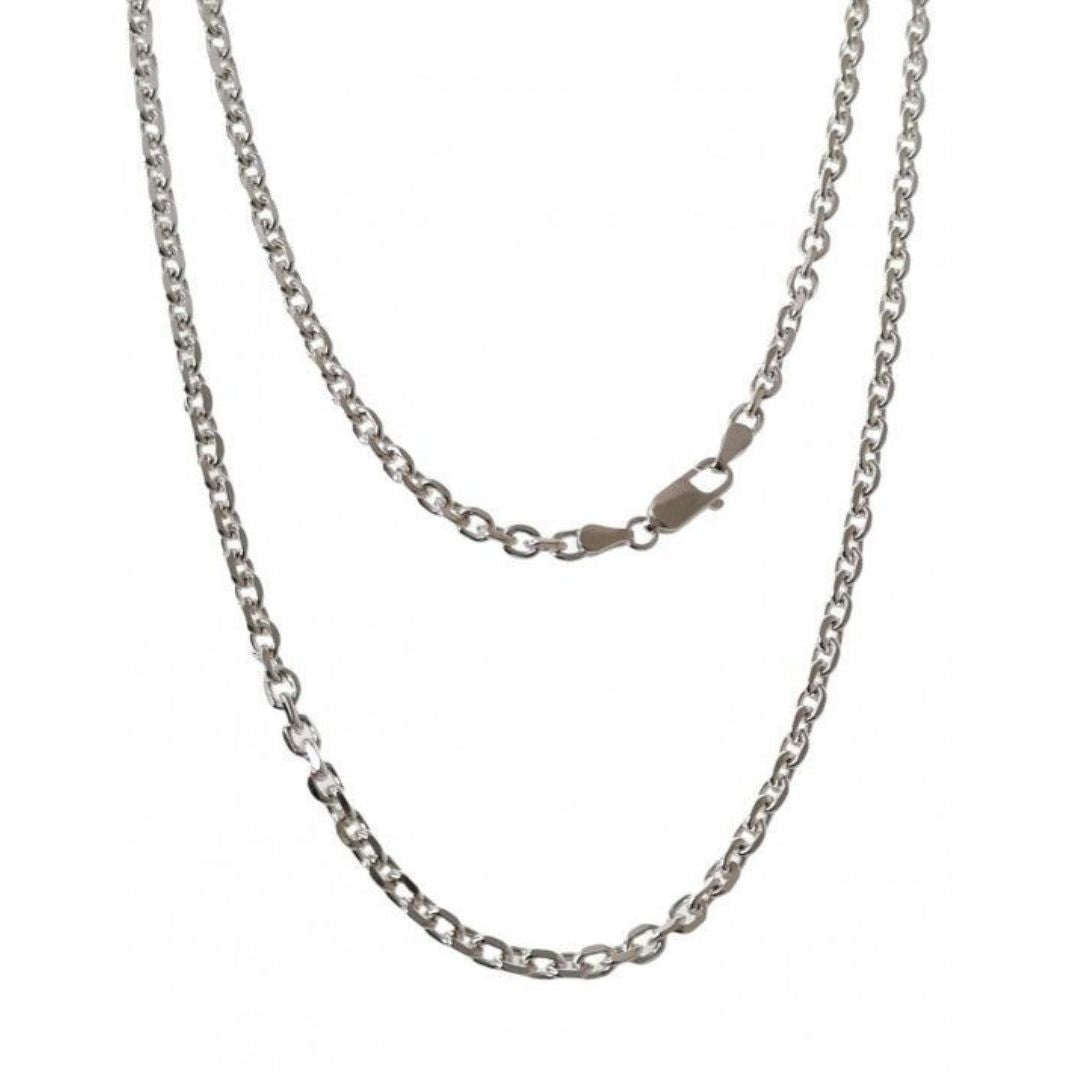 Cadena Forzada de Plata de Ley 925 Maciza 3,5 mm x 60 cm