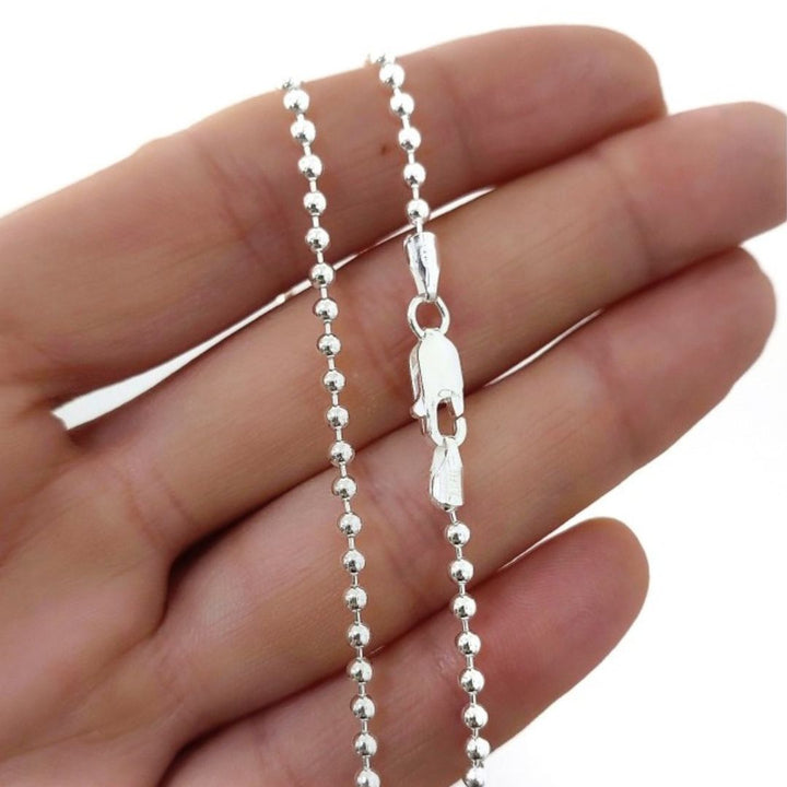Cadena de Bolas de Plata de Ley 925 Artesanal 2,5 mm x 60 cm