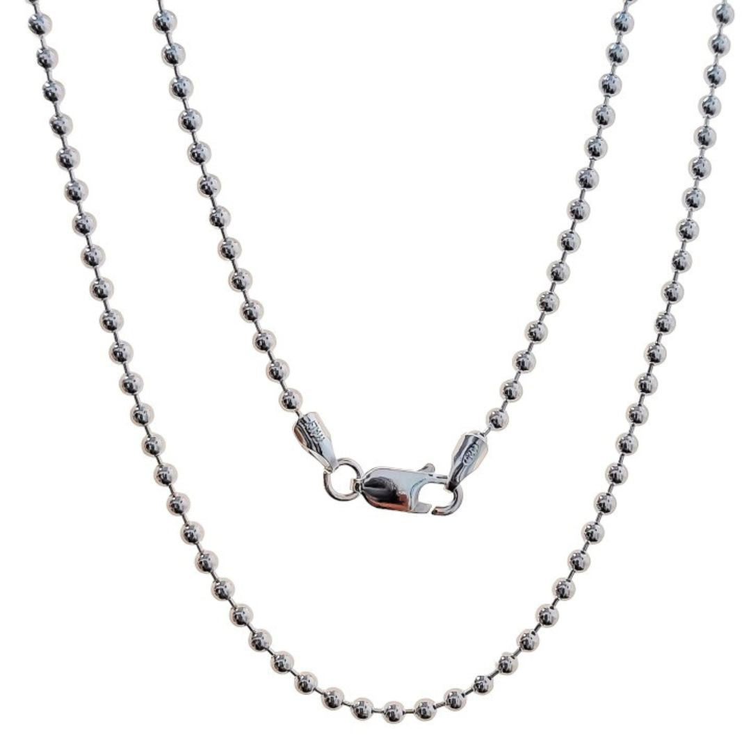 Cadena de Bolas de Plata de Ley 925 Artesanal 2,5 mm x 60 cm