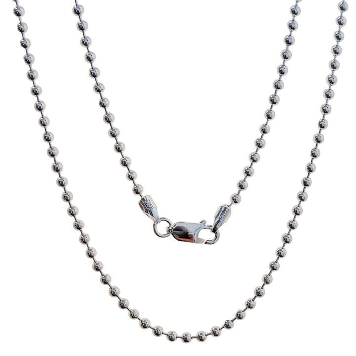Cadena de Bolas de Plata de Ley 925 Artesanal 2,5 mm x 60 cm