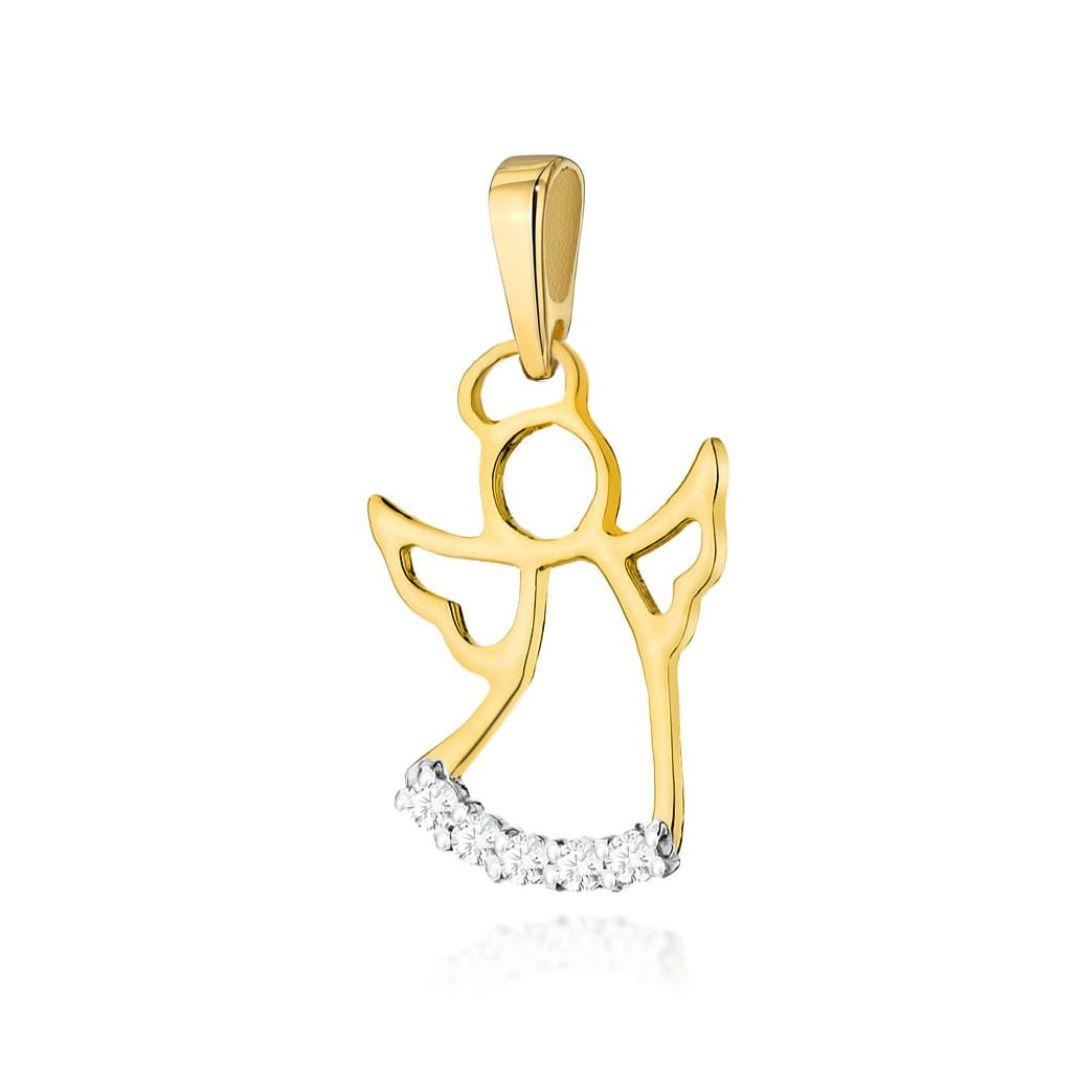 Colgante Ángel Oro 14K con Diamantes Naturales