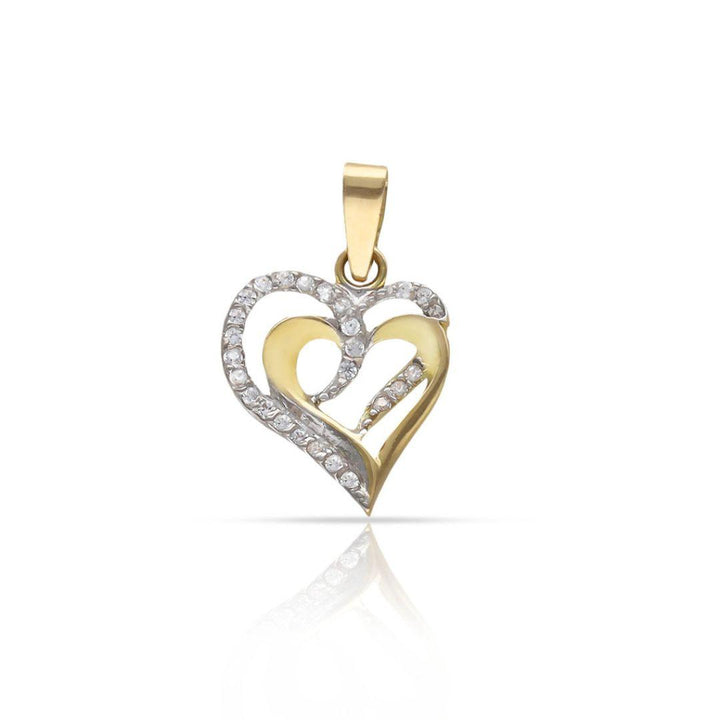Colgante de Oro 18k con Circonitas Blancas en Forma de Corazones