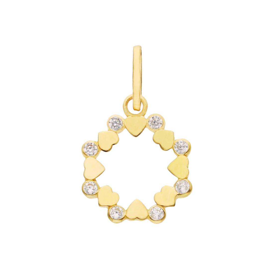 Colgante en Oro 18K de Corazones con Circonitas – Amor y Destellos