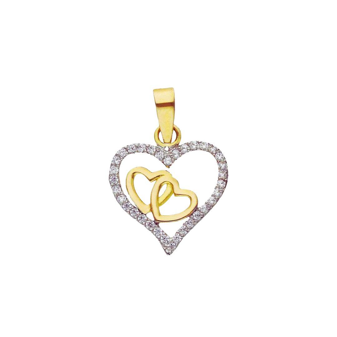 Colgante pequeño de oro 18k circonitas blancas TRES CORAZONES