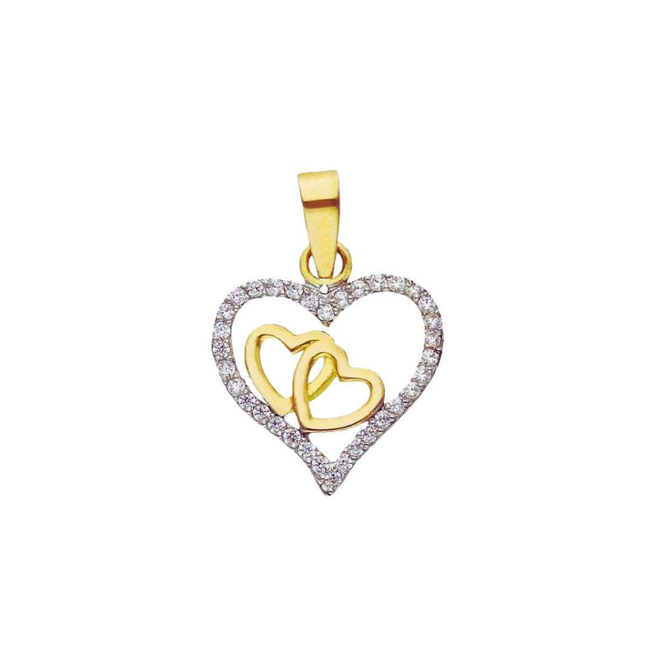 Colgante pequeño de oro 18k circonitas blancas TRES CORAZONES