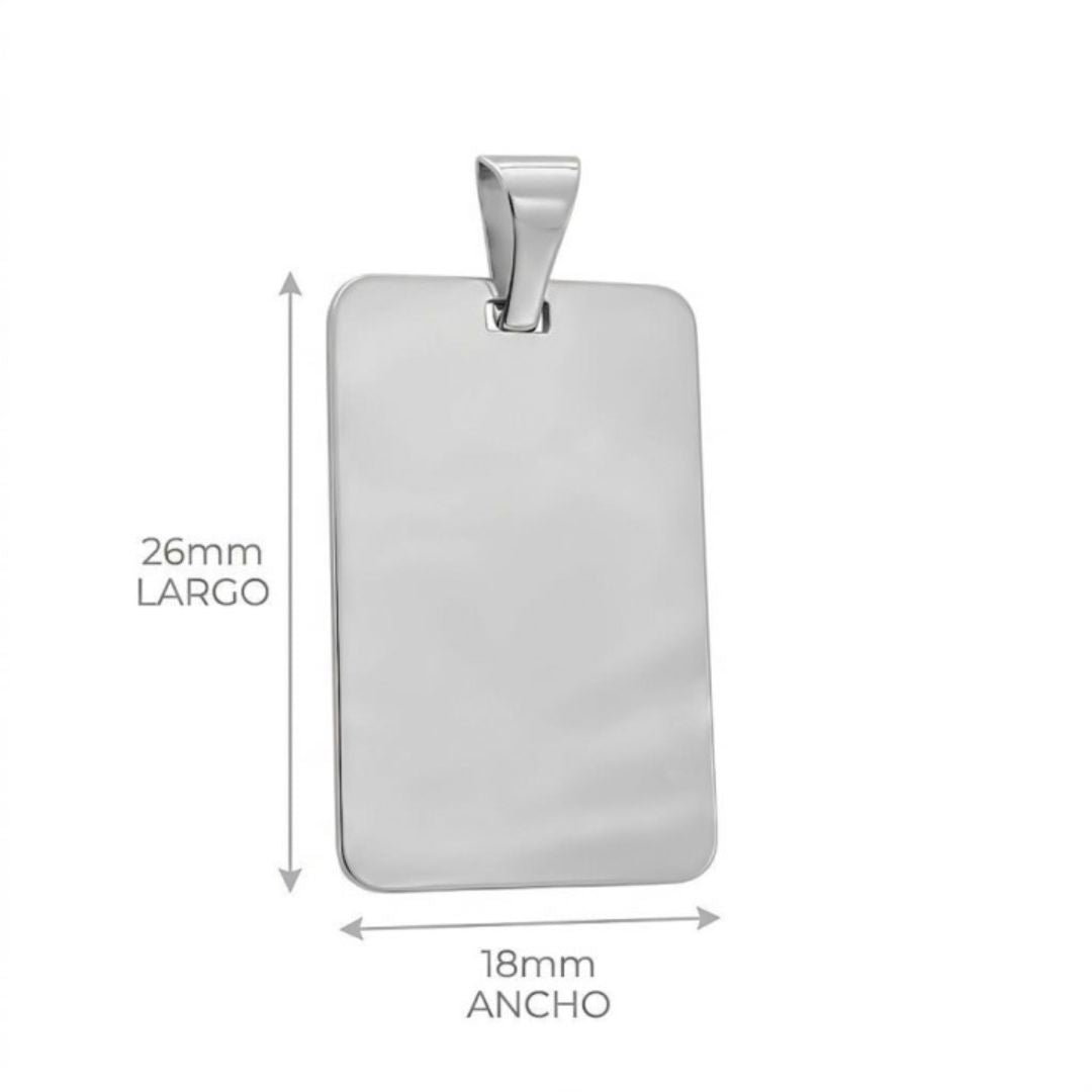 Colgante Chapa Rectangular de Plata de Ley 925 para Grabar