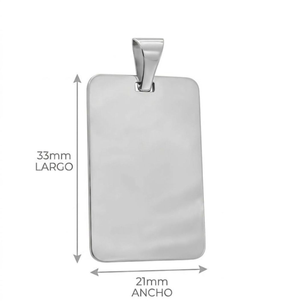Colgante Chapa Rectangular de Plata de Ley 925 para Grabar