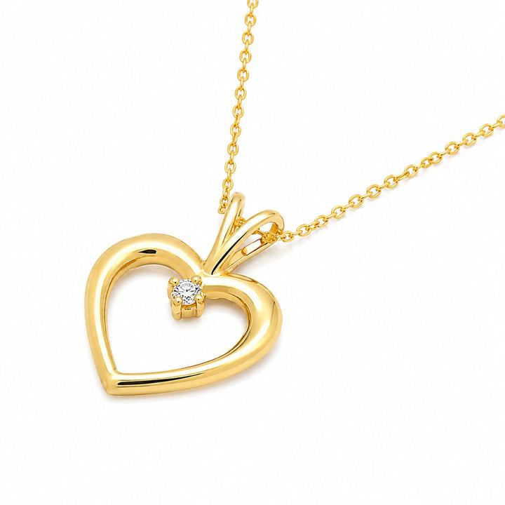 Colgante Corazón con Diamante Natural en Oro de 14K