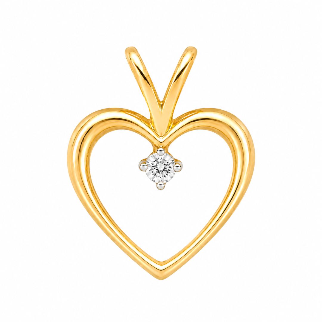 Colgante Corazón con Diamante Natural en Oro de 14K