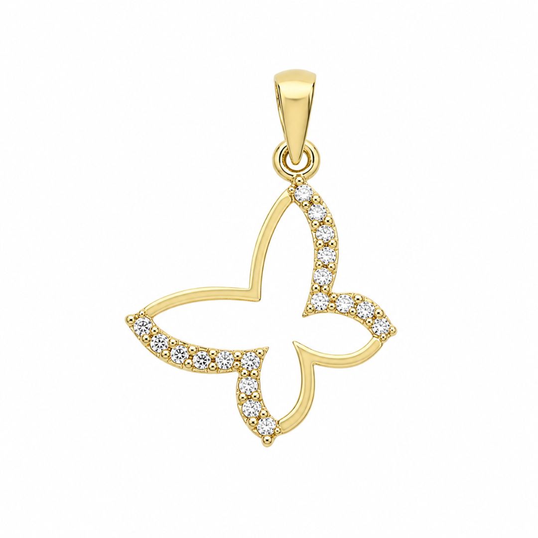Colgante Mariposa de Oro 18K con Circonitas