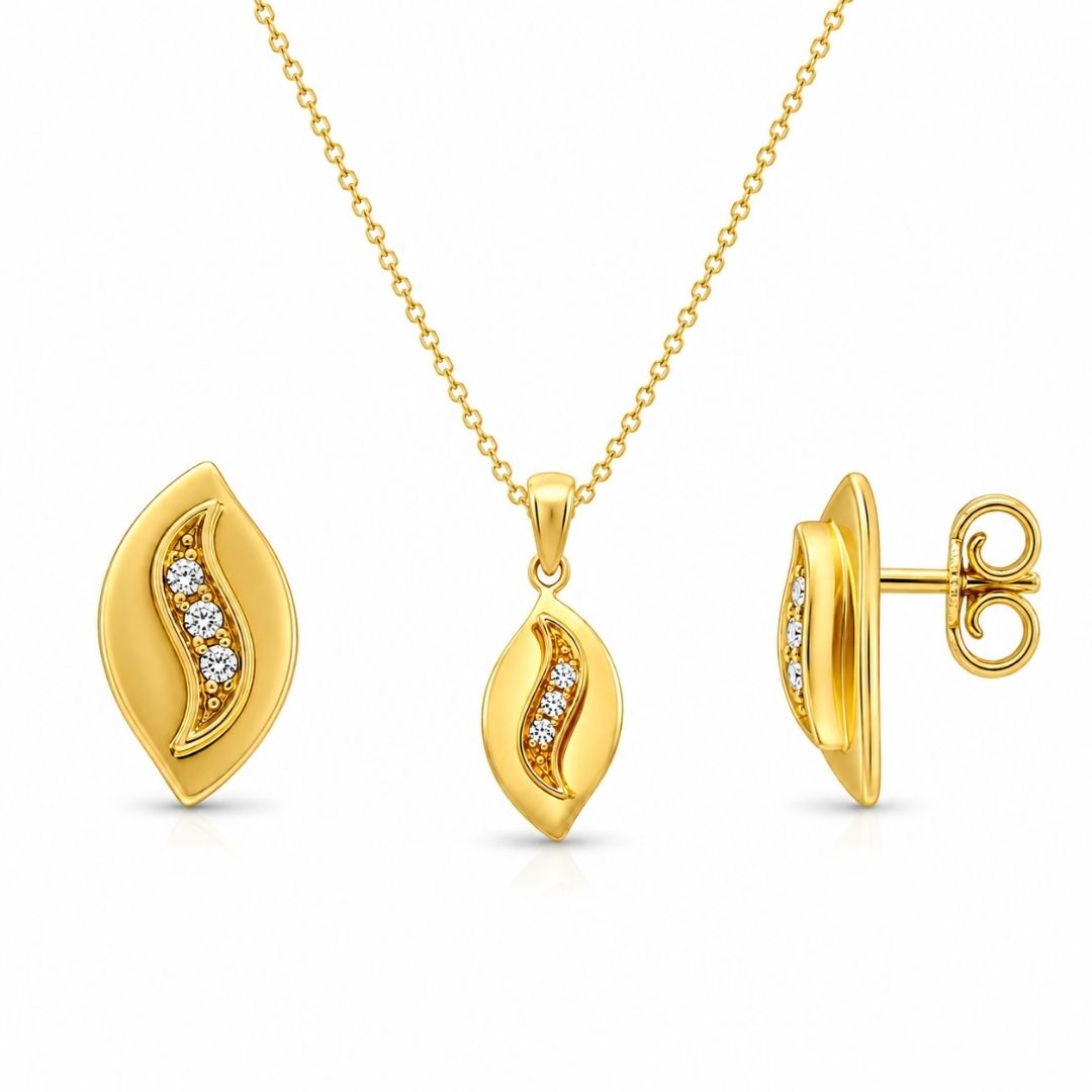 Colgante Ovalado de Oro 18K con Circonitas