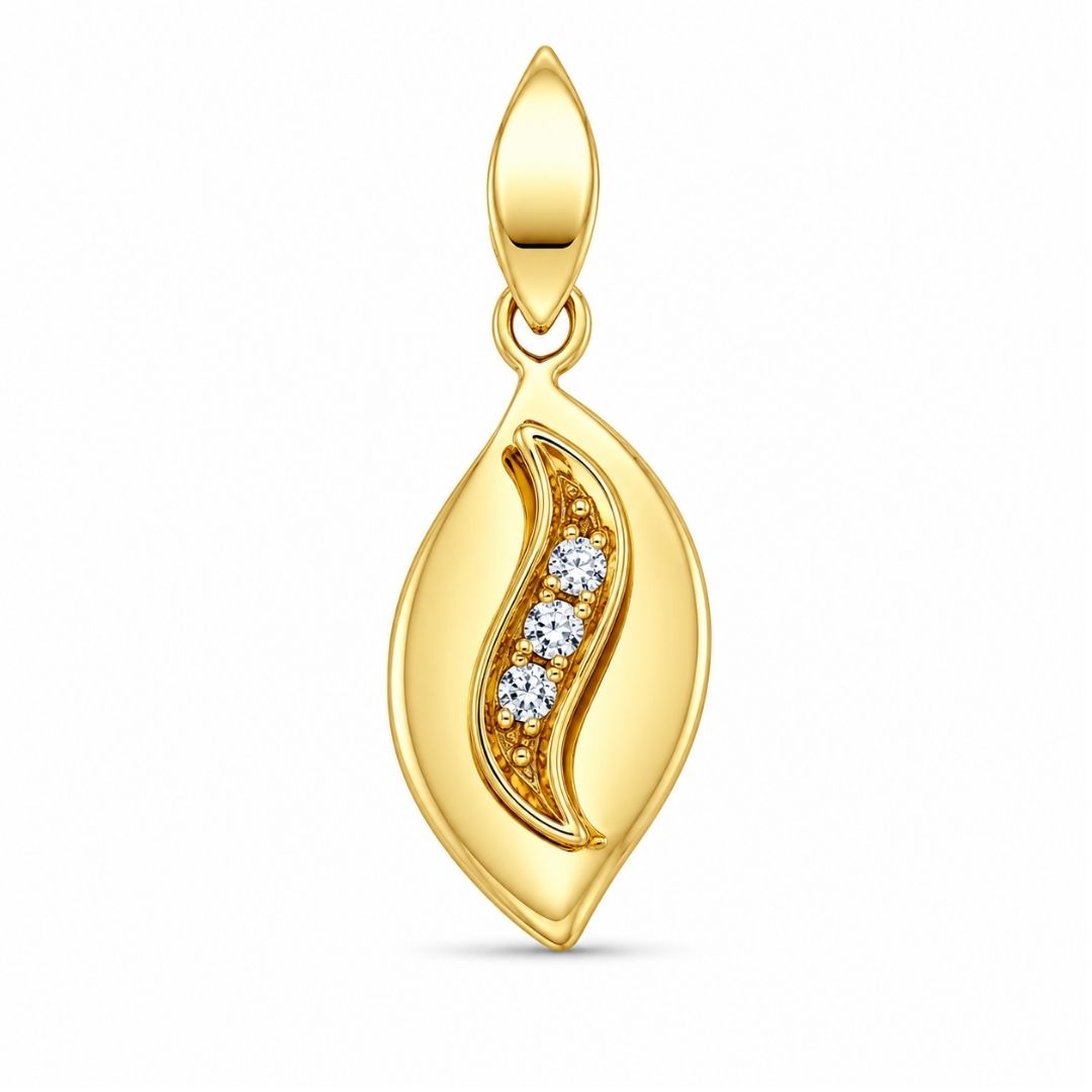 Colgante Ovalado de Oro 18K con Circonitas