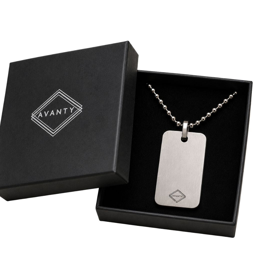 Colgante de Acero con Placa Mediana para Grabar
